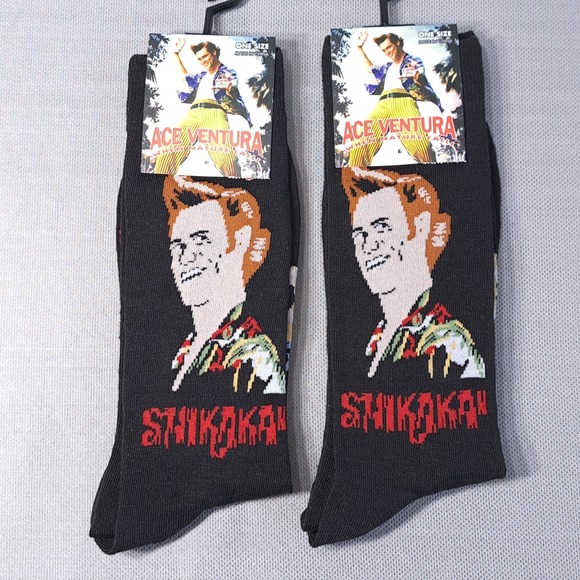 Lot of 2 One Size Ace Ventura Socks Shoe Size 7-12 Black - Picture 1 of 5